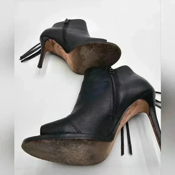 Coach Lolita Black Leather Bootie with Fringe Womens Size 6 - Picture 5 of 12